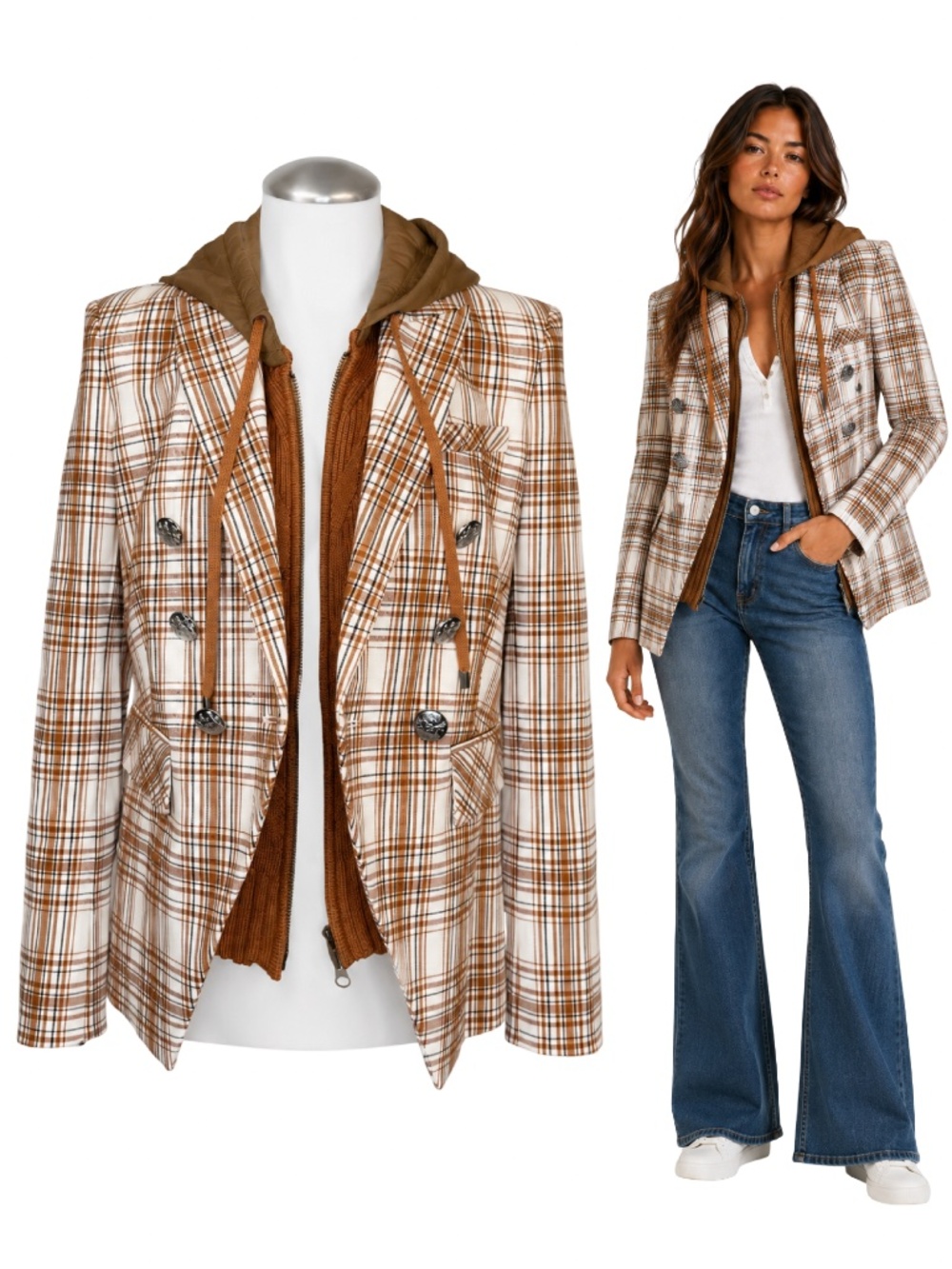 $695 New VERONICA BEARD Plaid Miller Dickey Blazer Jacket Sz 2